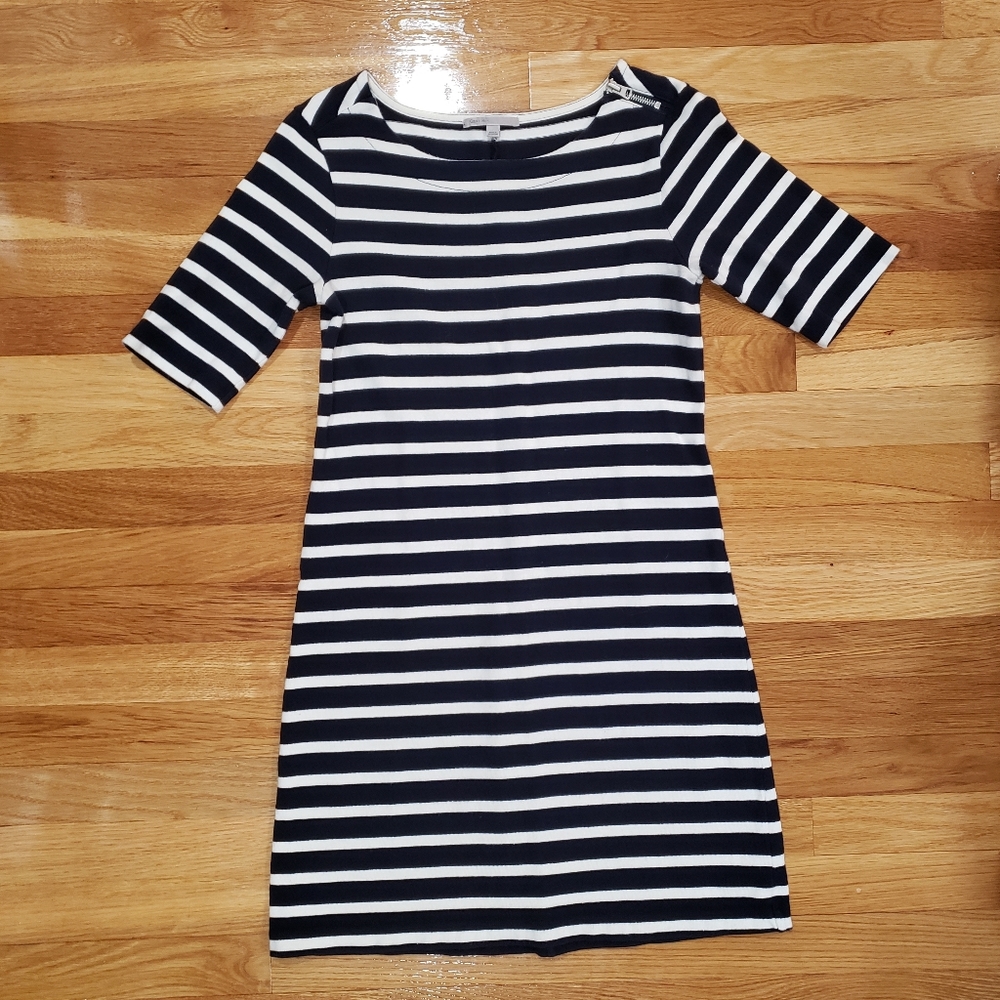 GAP XS Navy and White Striped Cotton Mini T-Shirt Dress